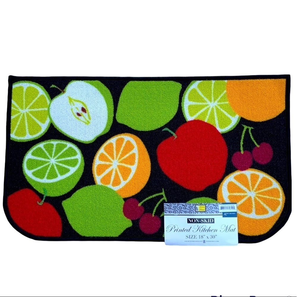 Assorted Fruit Colorful Printed Accent Rug Mat MultiColor Rectangle 18 X 30 in